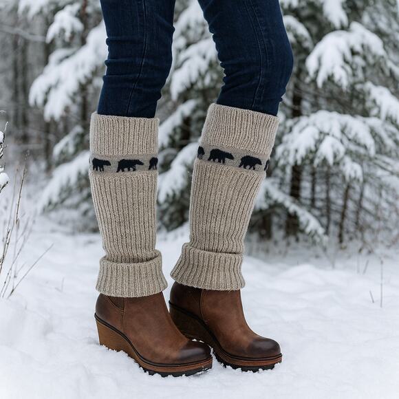 Sorel Women's SZ 11 Brown Gray Leather Crazy Cable Knit Sweater Wedge Boots Rare - Picture 1 of 9